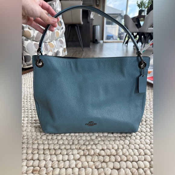 Coach Clarkson Hobo Blue Leather Women's Purse - Picture 2 of 11